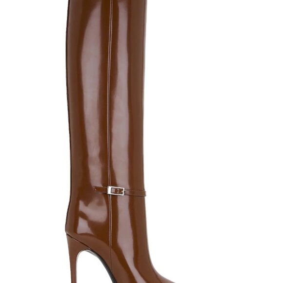 Vendôme buckled glossed-leather knee boots Brown - Picture 3 of 9